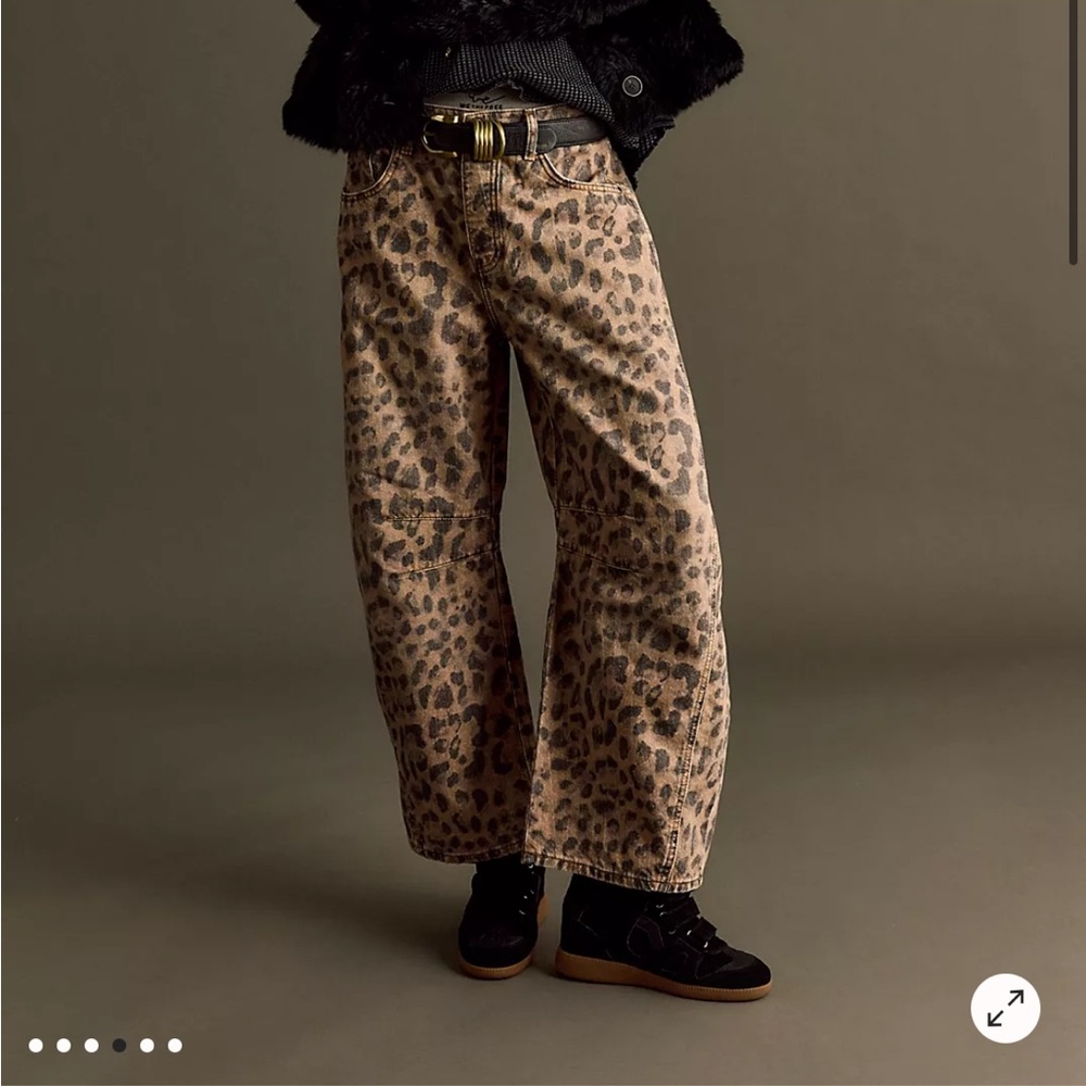 We The Free Good Luck Printed Barrel Jeans Leopard Print